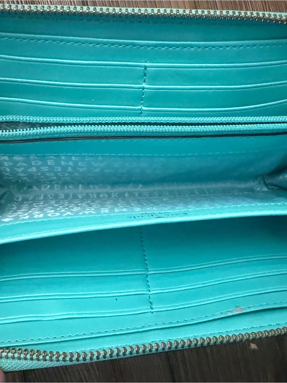kate spade Mint Green Leather Wristlet Clutch with Gold Plate